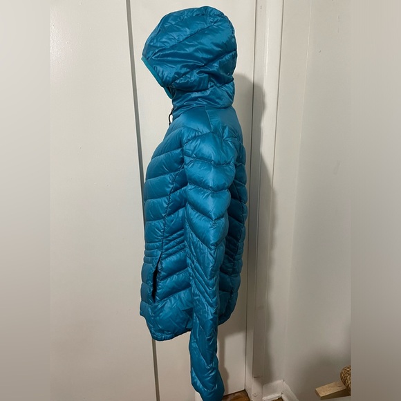 XERSION PACKABLE PREMIUM DOWN COAT Lightweight Hooded Puffer Zipper Aqua Blue L - Picture 6 of 10